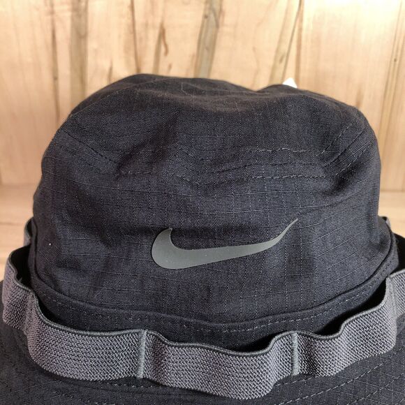 NIKE APEX DRI-FIT BUCKET HAT MENS MEDIUM UNISEX BLACK GREY NEW - Picture 2 of 7